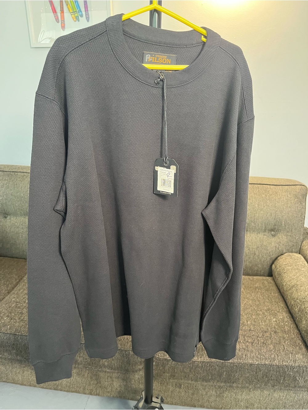 Filson Men’s Black Crewneck Thermal Pullover Sweater
